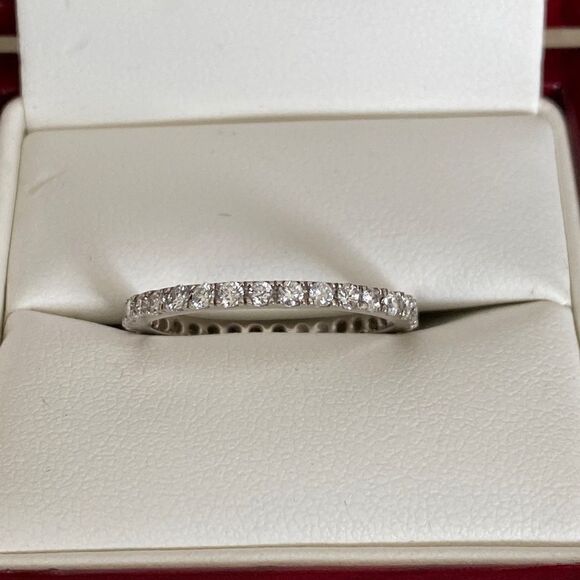 14K White Gold Diamond Eternity Band - Picture 3 of 6